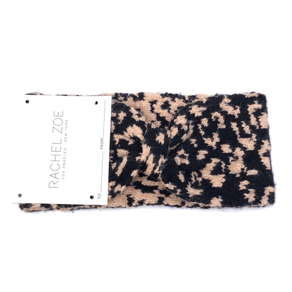 Rachael Zoe Soft & Cozy Black Brown Leopard Dot Hair Headband